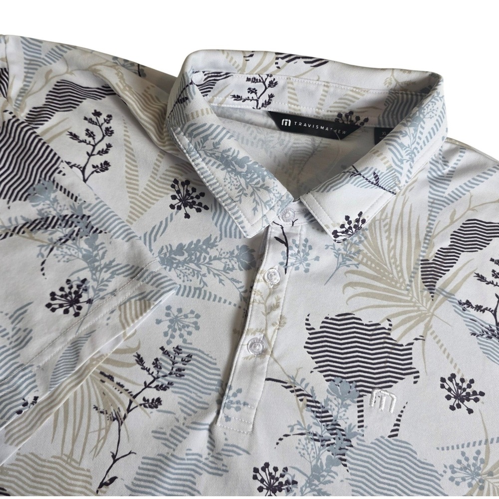 Travis Mathew Tropical  Fusion Polo Shirt Mens XL White Short Sleeve